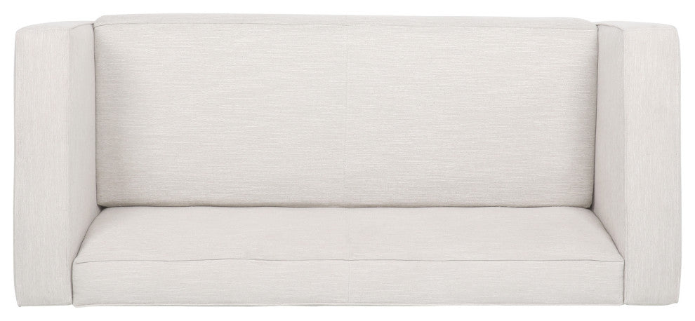 Pamsha Contemporary Fabric Upholstered Loveseat, Beige/Dark Walnut