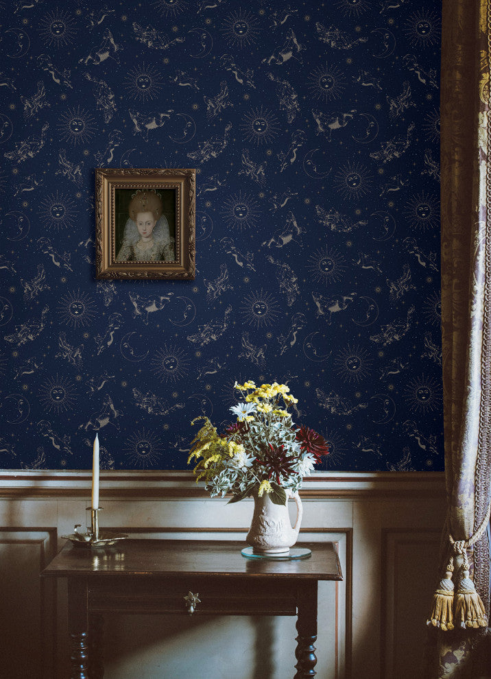Zodiac Dreams Navy Peel and Stick Wallpaper