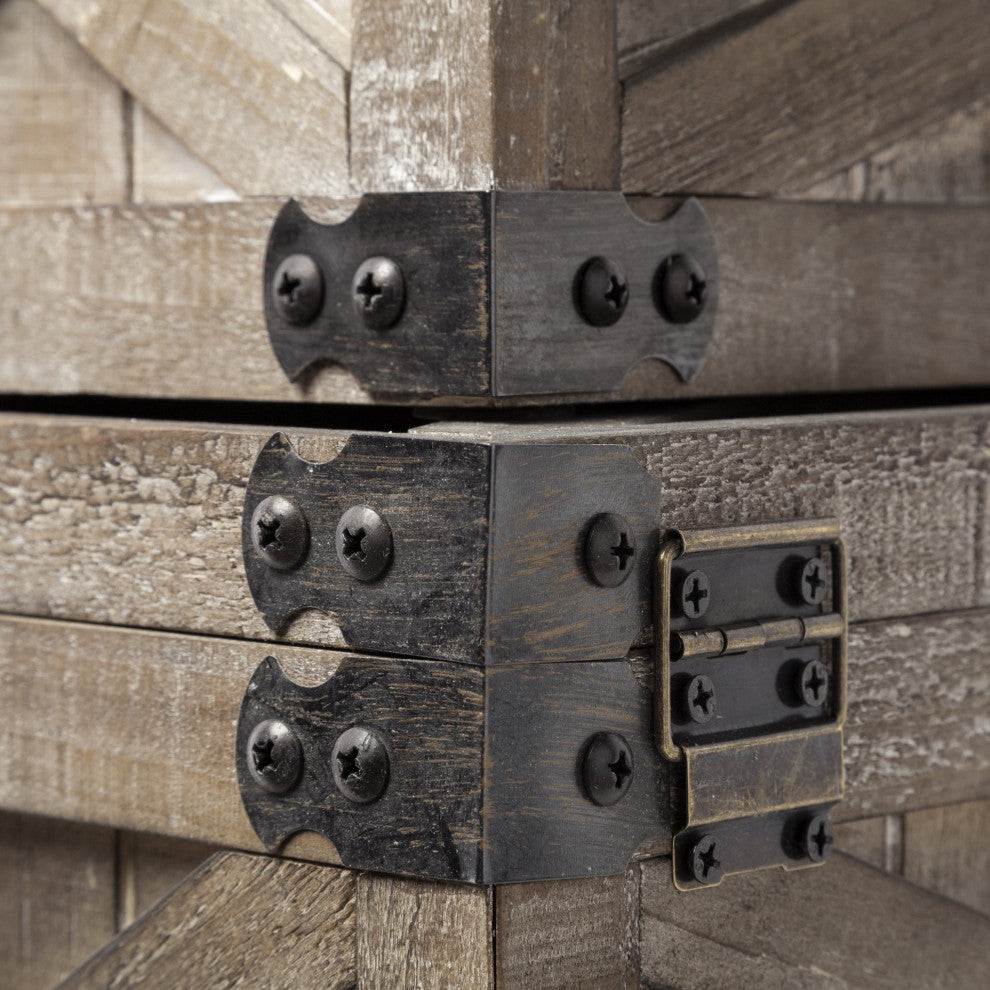 Set of Three Brown Wooden Storage Boxes