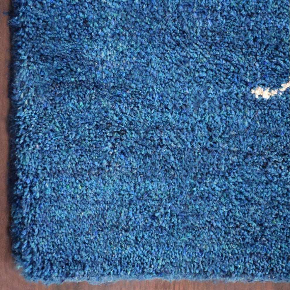 HAND KNOTTED LOOM SILK ECO-FRIENDLY RUGS-6'x9',Rectangle,Blue White,Contemporary
