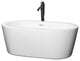 60" Freestanding Bathtub, White, White Trim, Floor Mounted Faucet, Black