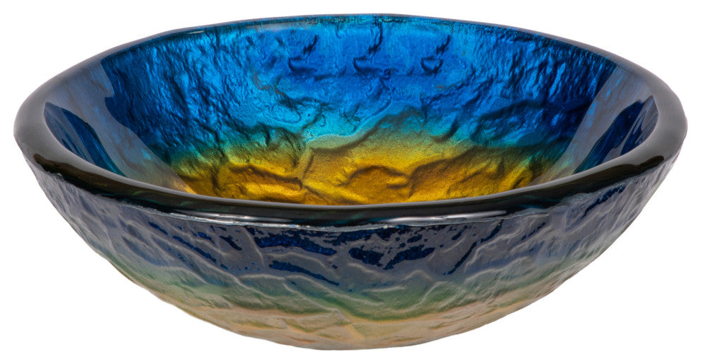 Eden Bath EB_GS41 Single Bowl True Planet Tempered Glass Vessel Sink In Blue