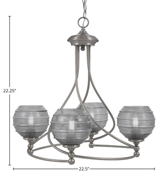 Capri 4-Light Chandelier, Brushed Nickel/Clear Ribbed