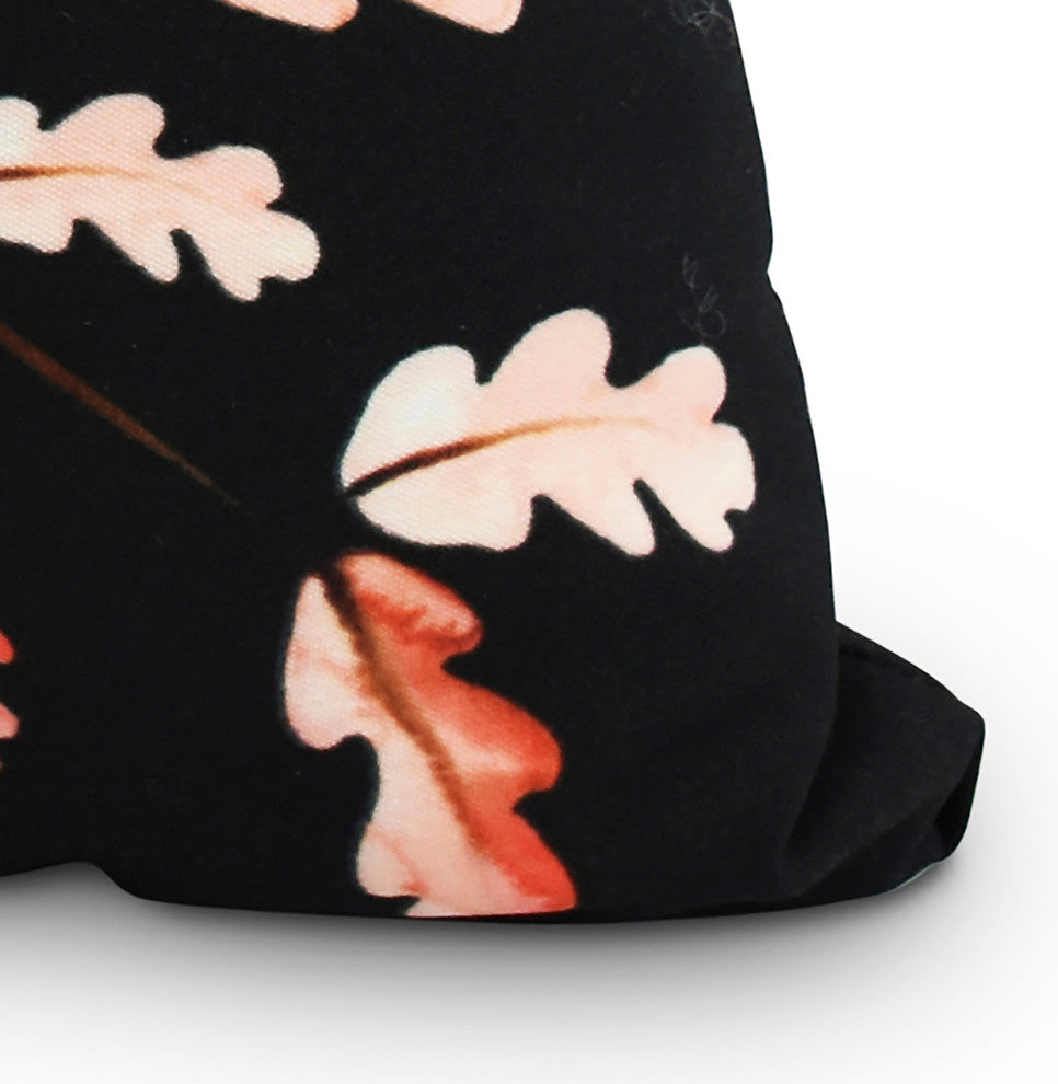 20" Wild Oak Branch Black Floral Print Decorative Throw Pillow