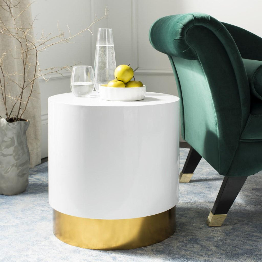 Safavieh Angelo Round Side Table, White/Gold