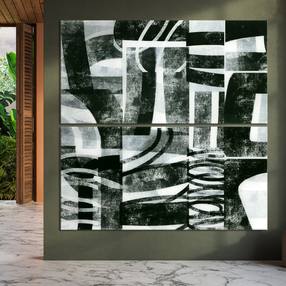 "Compartment A and B" Oversized Frameless Reverse Printed Tempered Art Glass Set