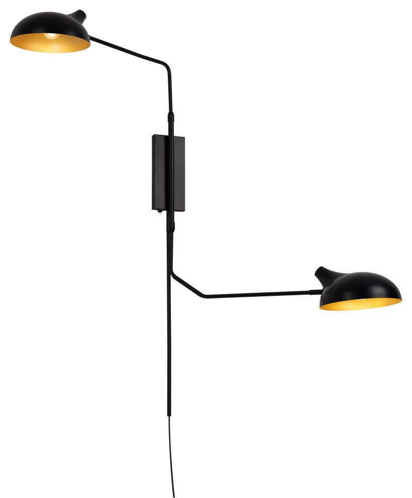 Zlite 1942-2S-MB 2-Light Wall Sconce, Matte Black Outer/Gold Inner