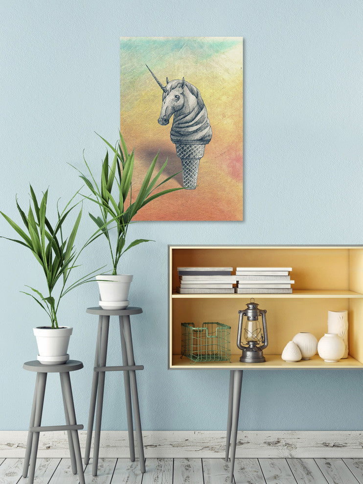 "Unicorn Ice Cream II" Painting Print on Wrapped Canvas, 30"x45"