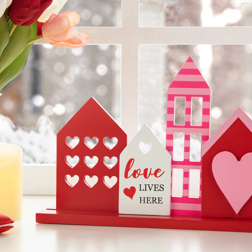16"L  Valentine's  House Wooden Table Decor