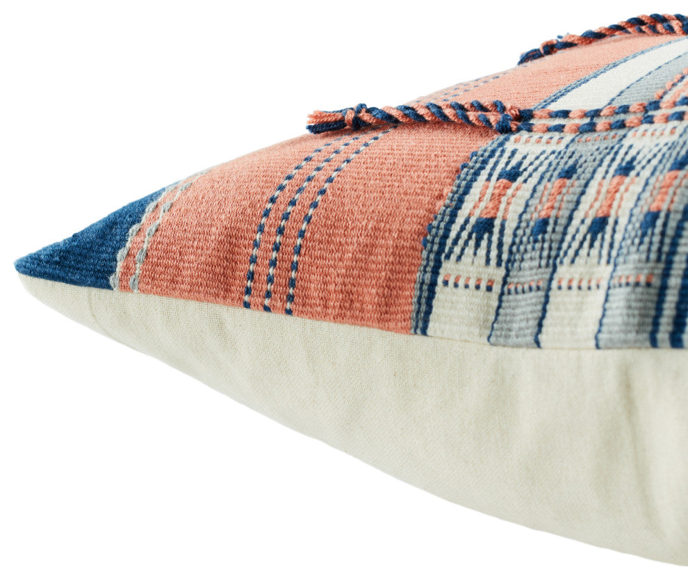 Jaipur Living Japfu Tribal Coral/Navy Down Pillow 18" Square