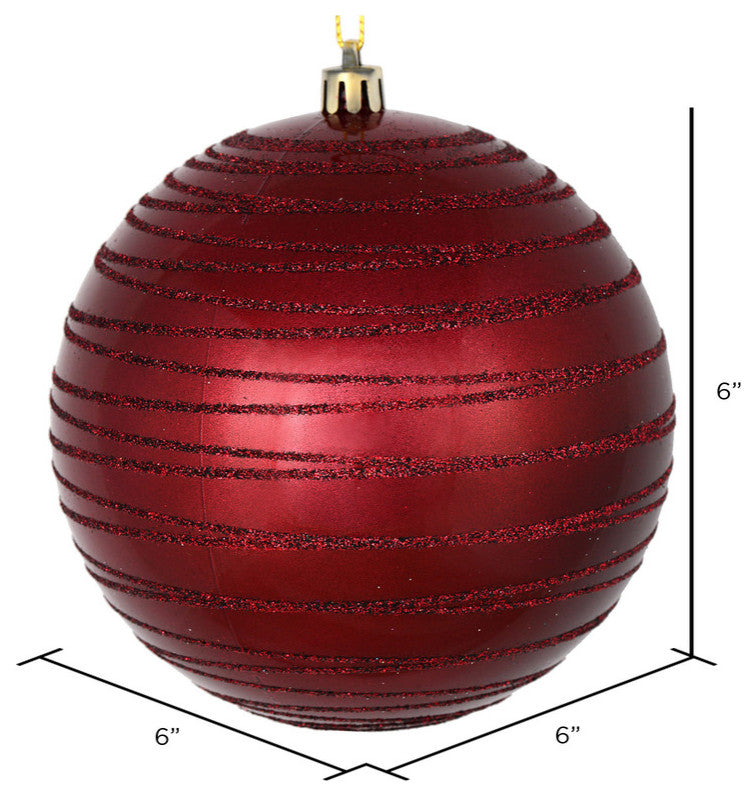 Vickerman 6" Wine Candy Glitter Ball 3/Bag