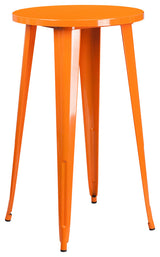 Commercial Grade 24" Round Orange Metal Indoor-Outdoor Bar Height Table