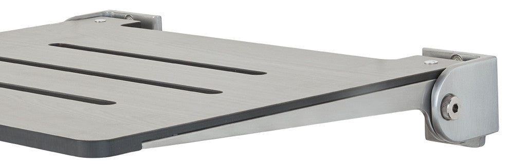 SlimLine Folding Wall Mount Shower Bench Seat, Weathered Ash Seat, Silver