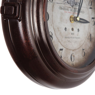 16" Double Sided Iron Wall Clock, Black Iron Frame