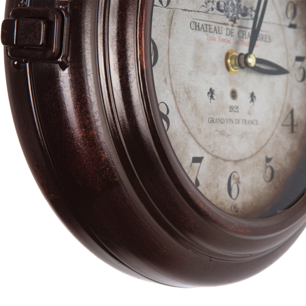 16" Double Sided Iron Wall Clock, Black Iron Frame