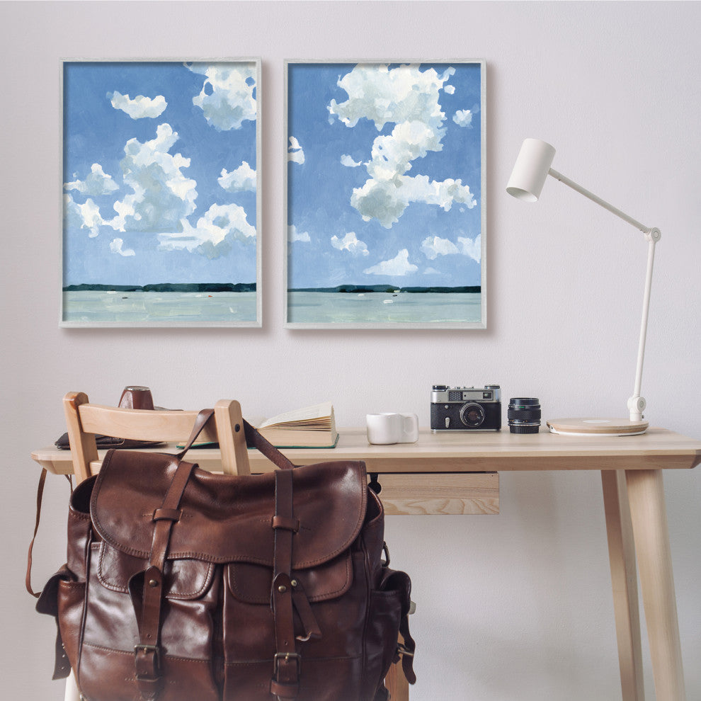 Bright Cloudy Sky Lake Water Landscape Summer Day,24 x 30