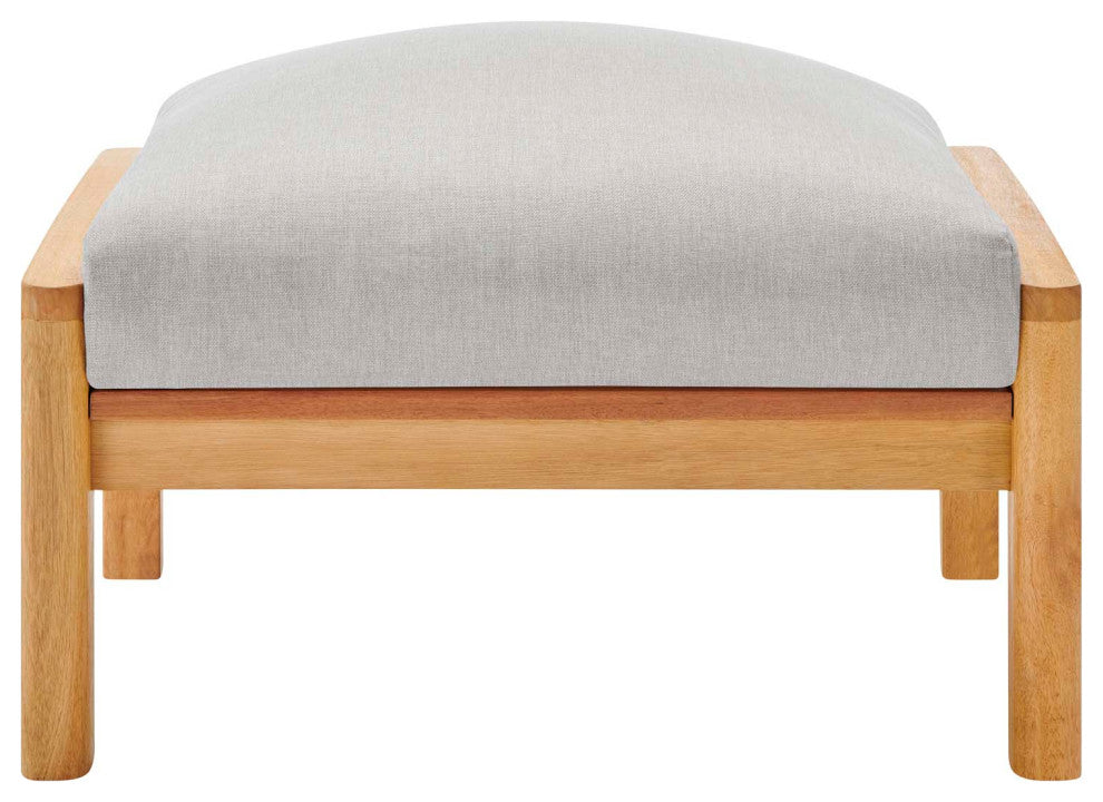 Lounge Chair Ottoman, Wood, Brown Natural Gray, Modern, Outdoor Patio Cafe