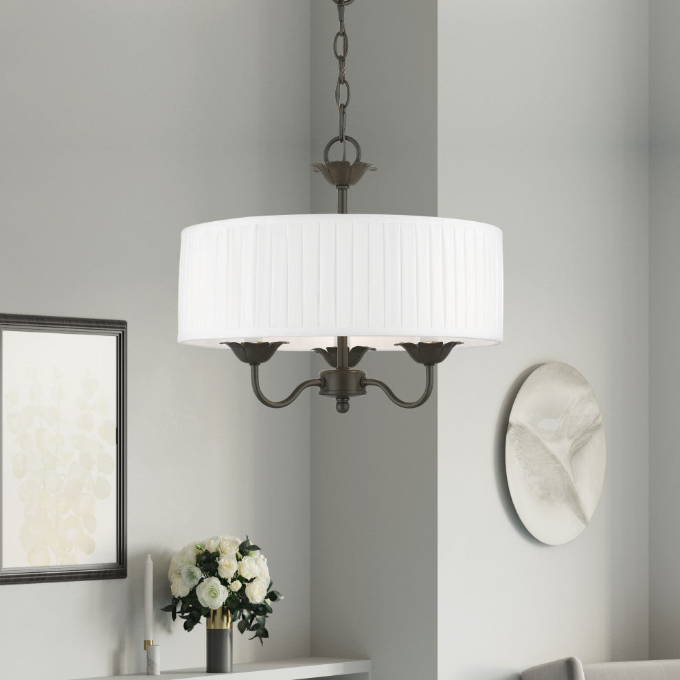 Livex Lighting 3 Light English Bronze Pendant Chandelier