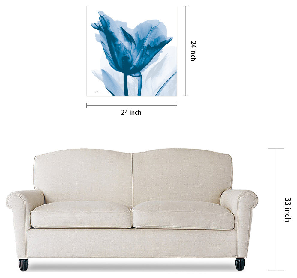 "Lusty Blue Tulip" Frameless Free Floating Panel Graphic Wall Art, 24"x24"