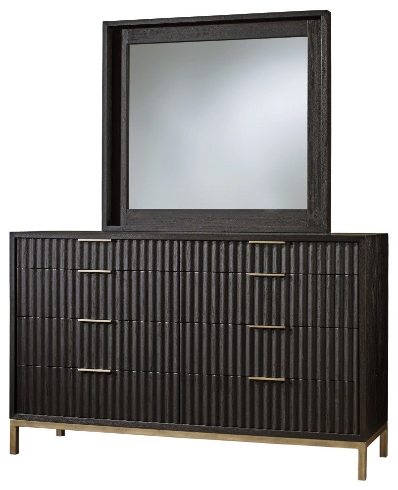 Modus Kentfield 5 Piece E King Bedroom Set With 2 Nightstand, Black Drifted Oak