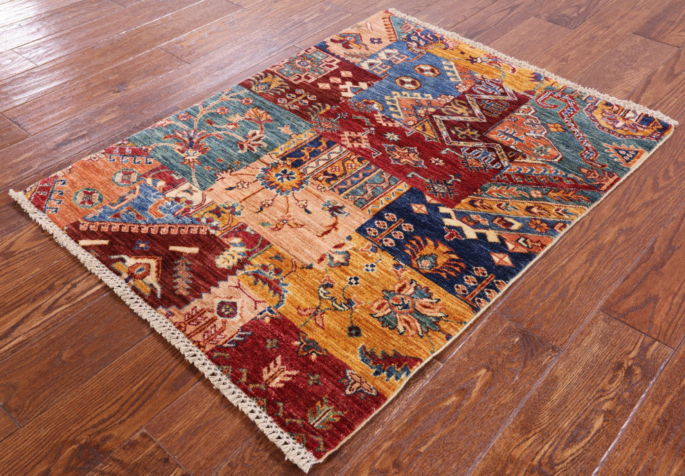 Super Kazak Hand-Knotted Wool Rug 2' 9" X 3' 8" Q7757