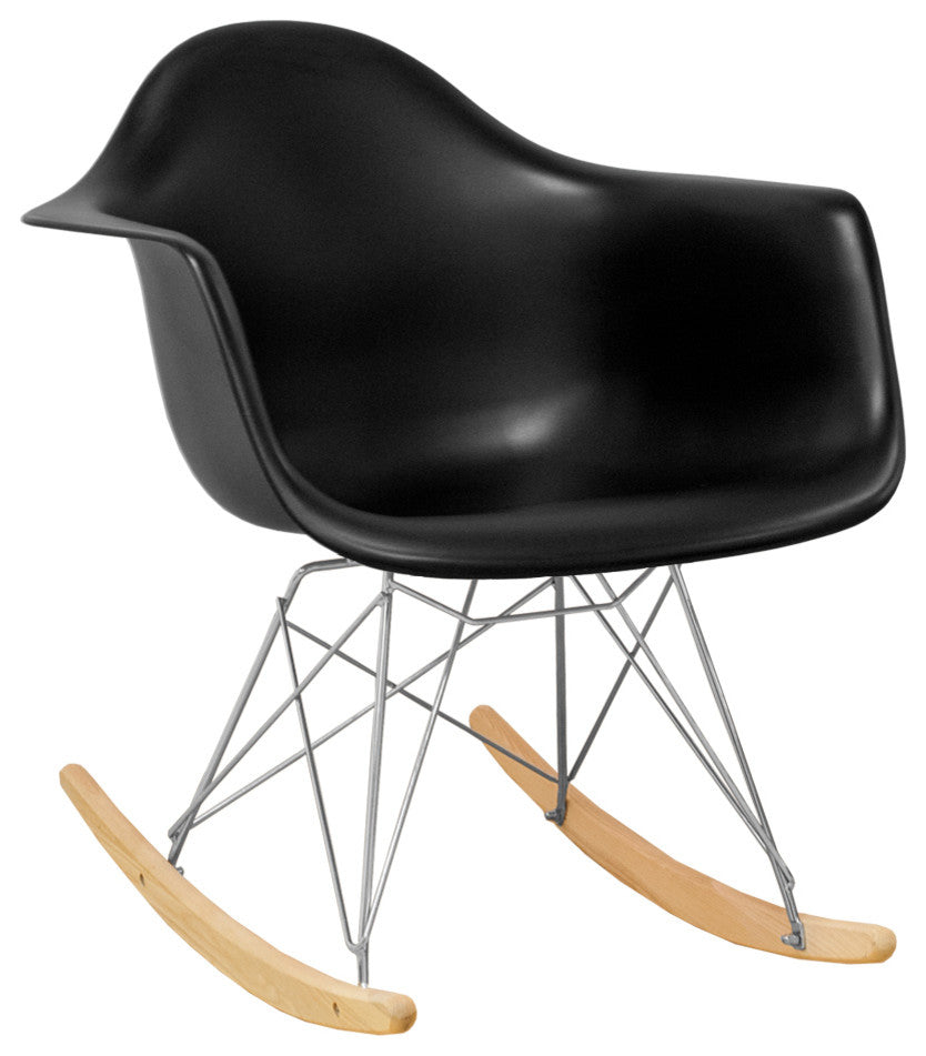 Paris Tower Modern Rocker Lounge Arm Chair, Black
