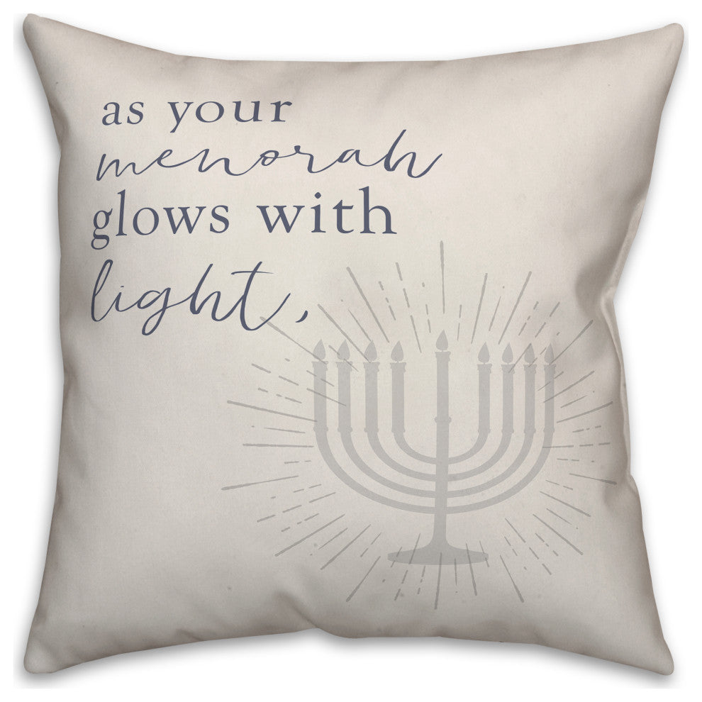 As Your Menorah Glows 18"x18" Throw Pillow Cover
