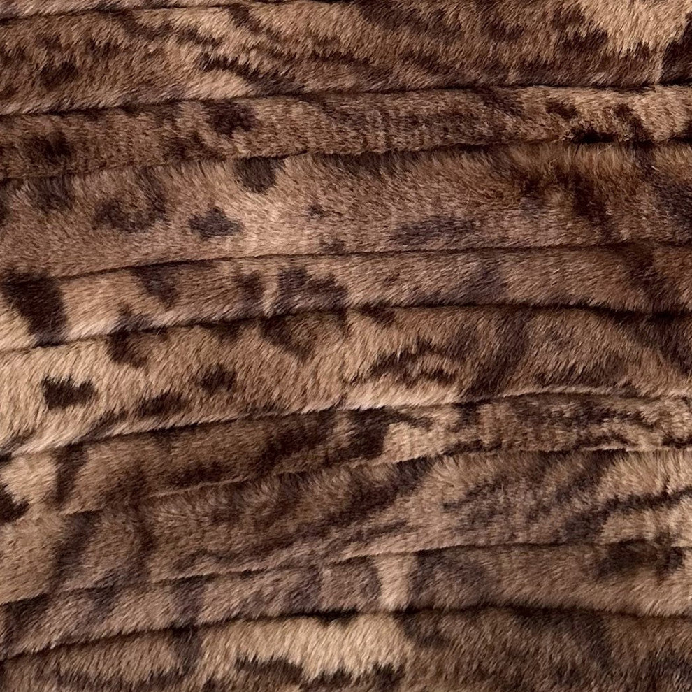 Plutus Brown Luxe Lash Faux Fur Luxury Throw Pillow, Brown, 20" x 36" King