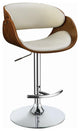 Wood Adjustable Bar Stool,, Ecru and Walnut