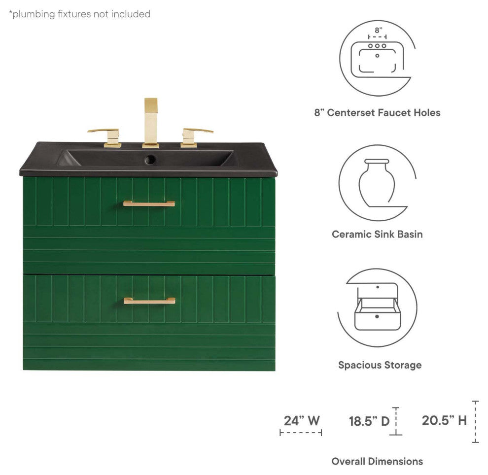 Daybreak 24" Bathroom Vanity, Green Black