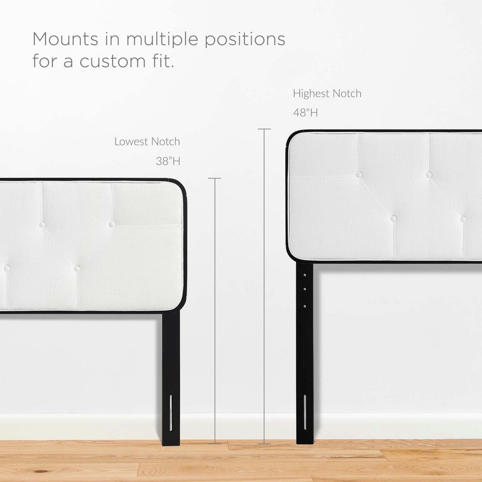 Platform Bed Frame, Queen Size, Fabric, Wood, Black White, Modern Mid-Century