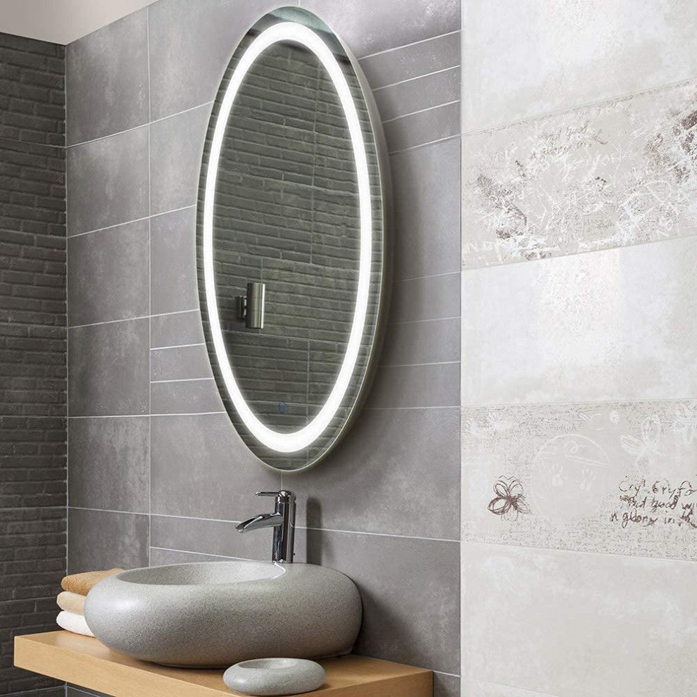 Dyconn Faucet Edison Tri-Color Oval Round Wall Mounted Backlit LED Mirror