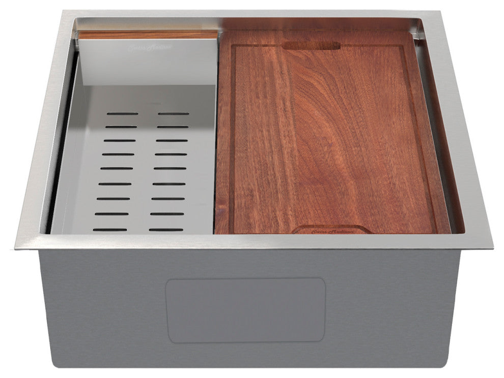 Rivage 22x19" Single Basin Undermount Kitchen Workstation Sink