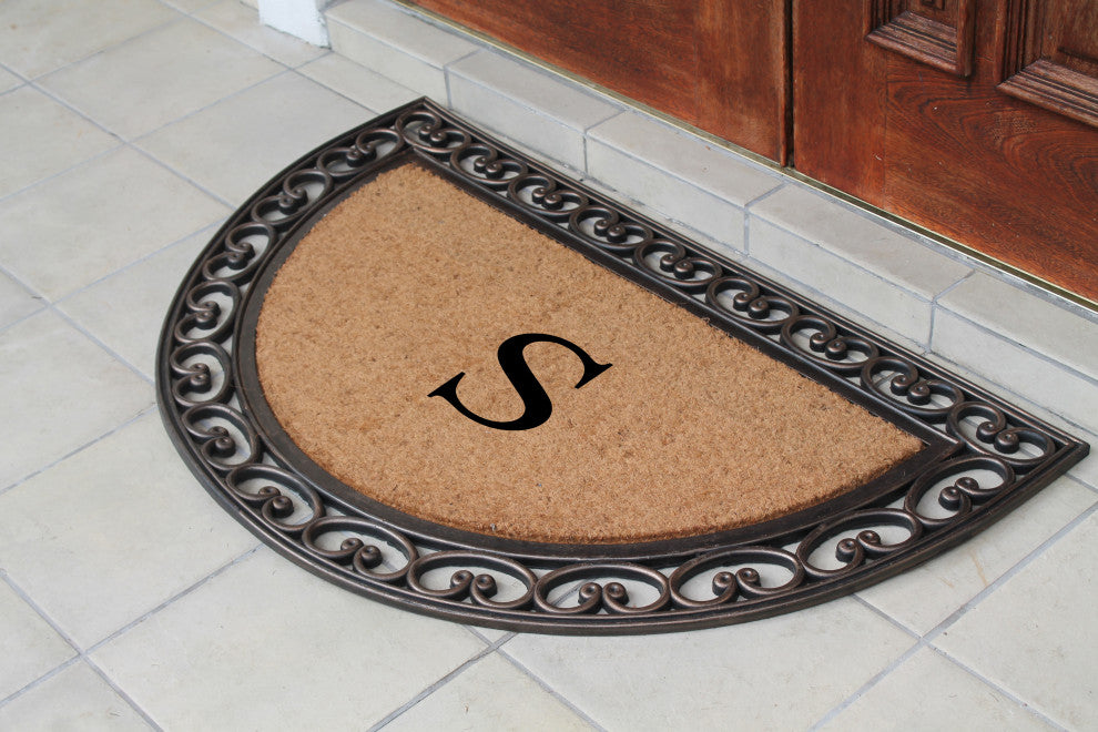A1HC Natural Coir Monogrammed Door Mat For Front Door, 30"x48", S