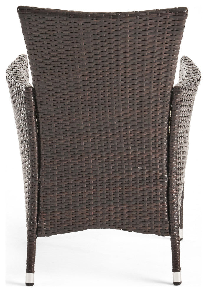 GDF Studio 3-Piece Land Outdoor Bistro Set, Teak/Multi Brown/Beige