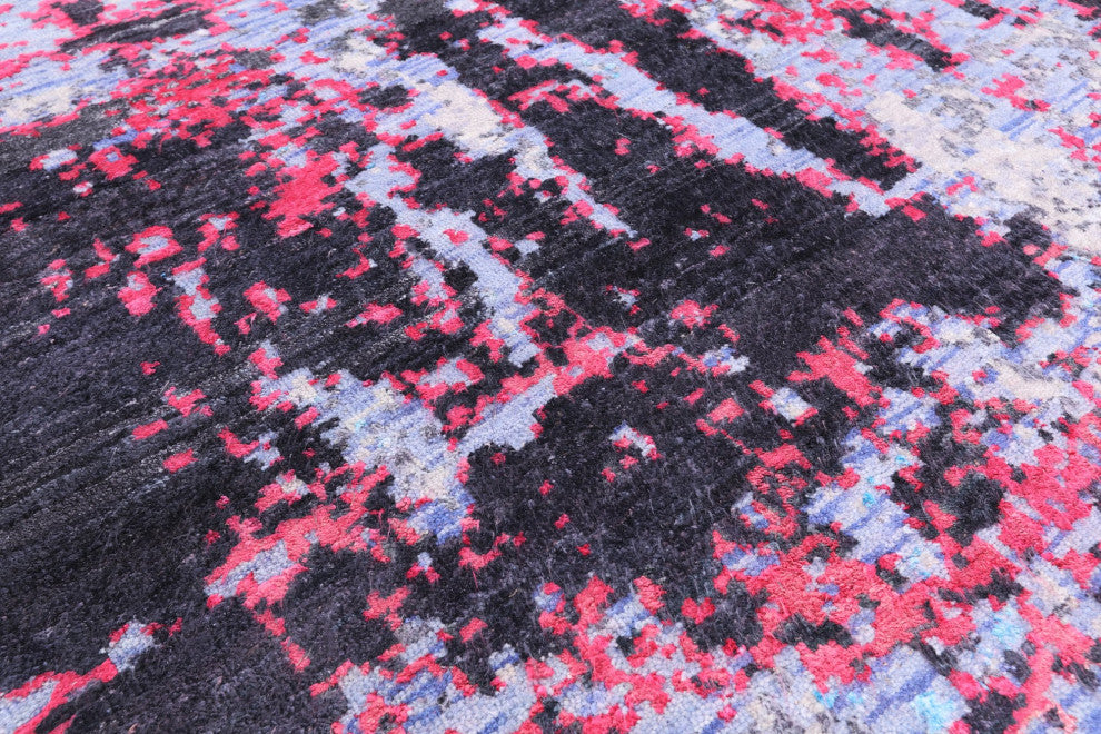 Hand Knotted Wool and Silk Modern Rug 7' 11" X 10' 3" Q7228