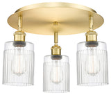 Hadley-3 Light 16" Flush Mount-Satin Gold, Clear Glass Shade