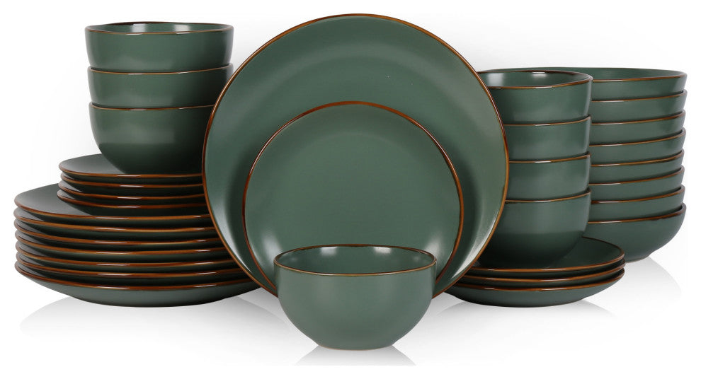 Stone Lain Brasa Stoneware 32 Piece Dinnerware Set, Green