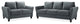 LifeStyle Solutions Transitional 2 Piece Sofa and Loveseat Set in Dark Gray