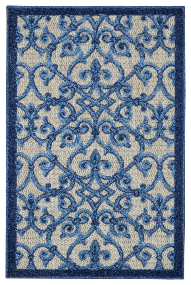 Nourison Aloha 2'8" x 4' Grey Blue Contemporary Rug