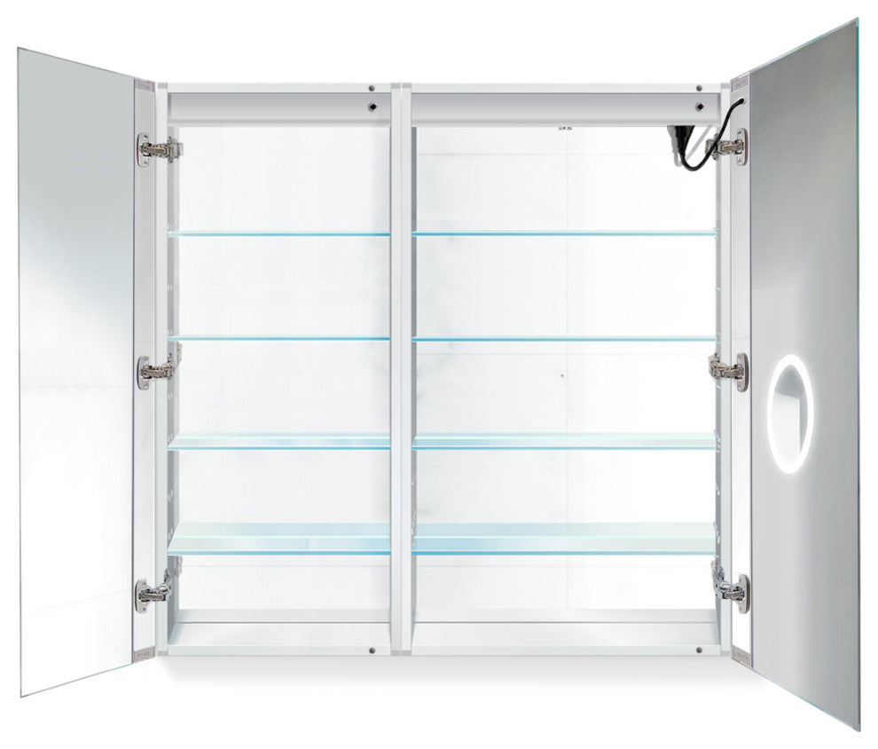 42x42 Recessed Or Surface Mount Medicine Cabinet 8 Shelves, LED, Right