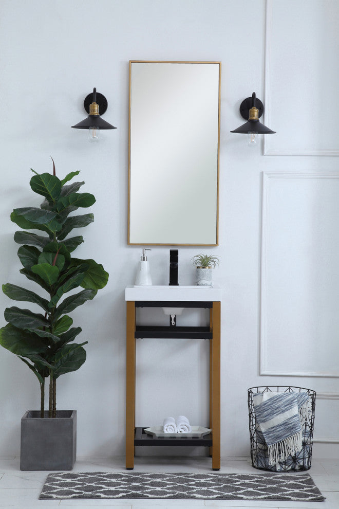 Home Living Single Bathroom Metal Vanity, Golden Black, 18"