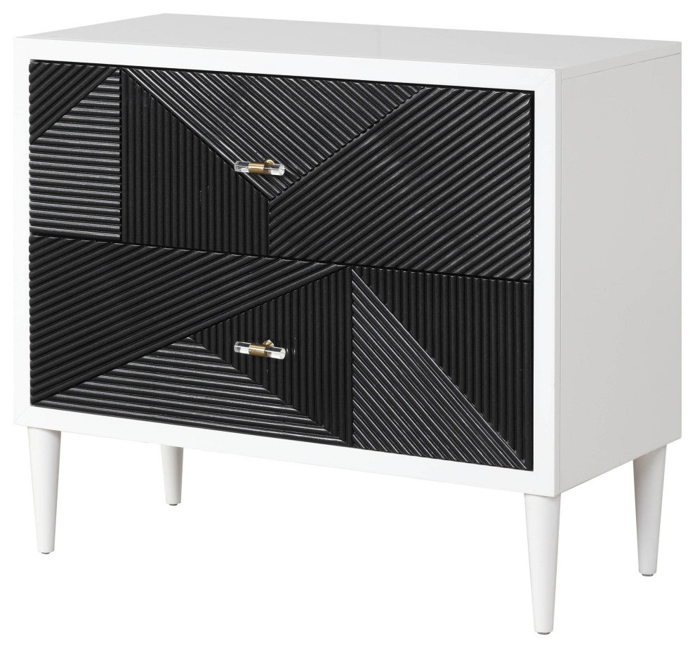 Ac00394 Accent Table, White and Black Finish Dubni