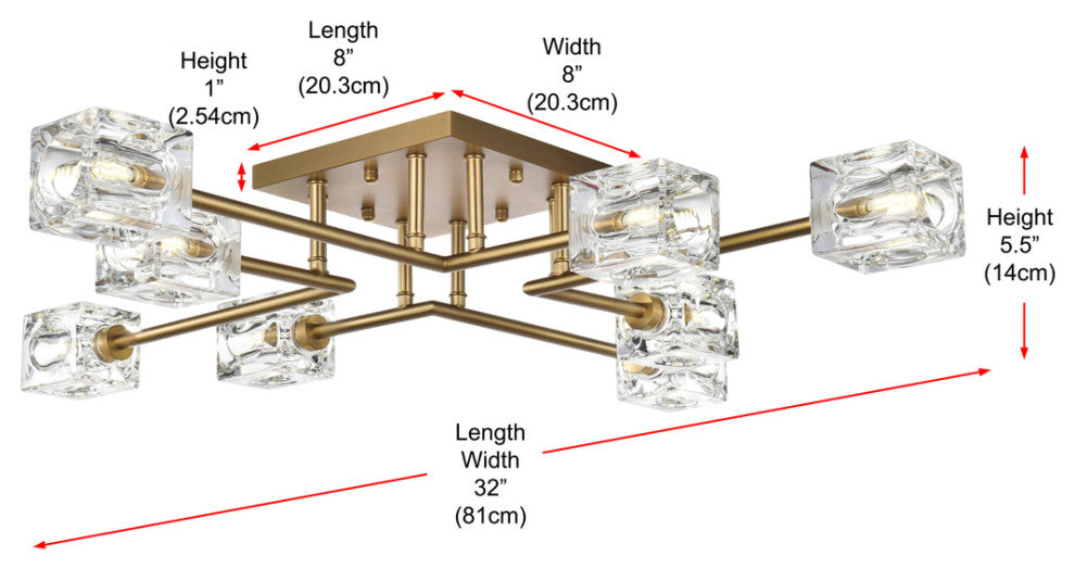 32" Flush Mount, Satin Gold