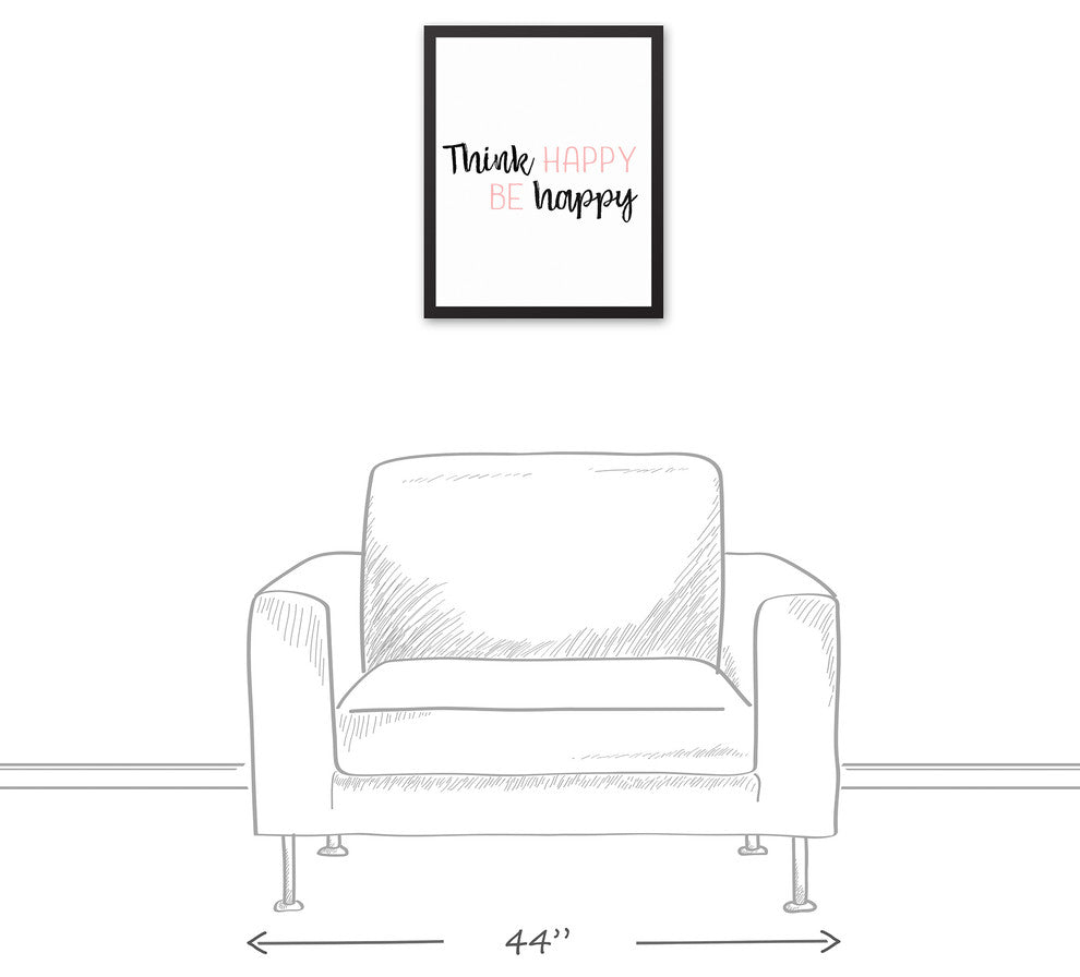 Think Happy Be Happy 16x20 Black Framed Canvas