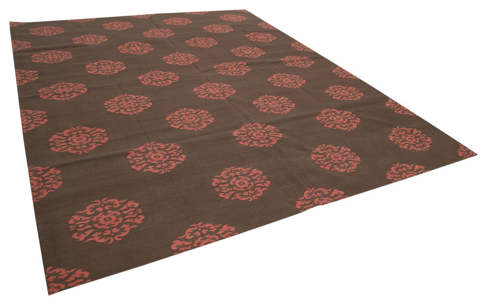 Rug N Carpet - Handmade Wool 9' 4'' x 11' 11'' Flatweave Dhurrie Kilim Rug