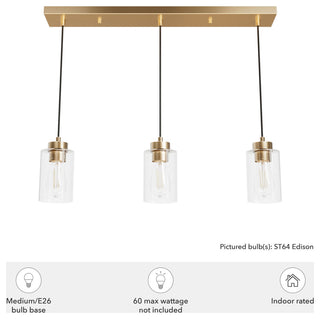 Hartland Alturas Gold With Seeded Glass 3 Light Cluster Ceiling