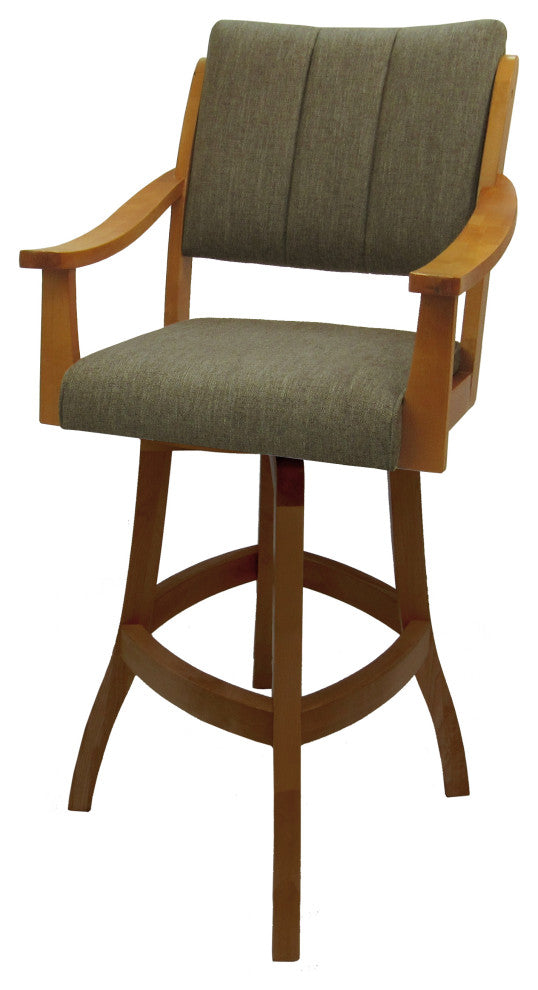 Swivel Counter Wood Bar Stool Casa on S-Base, Basin Beige - Honey, 26"