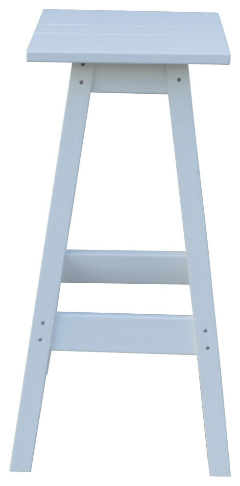 Poly Lumber Bar Stool, White, Bar Height, Square