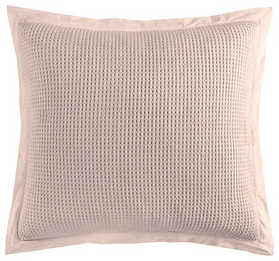Stonewashed Cotton Waffle Weave Euro Sham, 27"x27", 1 Piece, Blush